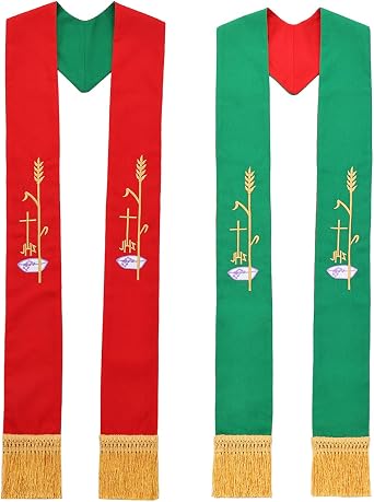 FAD-4U Church Clergy Stole Choir Priest Reversible Embroidery Tassel Stole