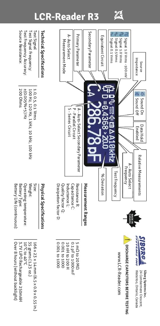 Digital Multimeter LCR-Reader-R3 with multiligual Interface: LCR-Meter, Diode/LED Tester, Signal Generator (Yellow)