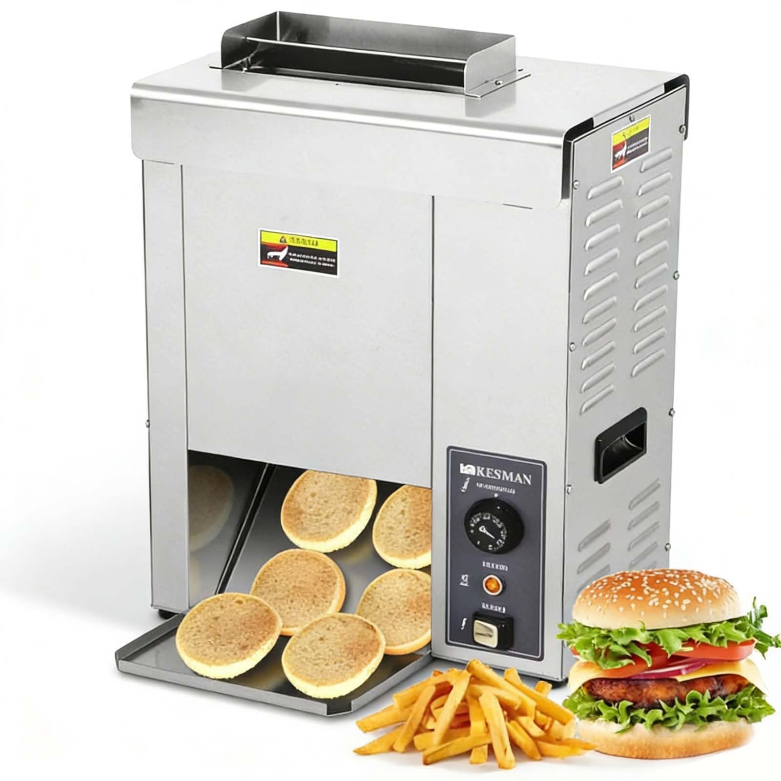 2000W Elektryczna Pionowa Maszyna Do Pieczenia Bułek, Komercyjny Automatyczny Opiekacz Do Hamburgerów, Szybkie Nagrzewanie I Łatwe Sterowanie, 1400 Kromek/Godz. Dla Food Trucków