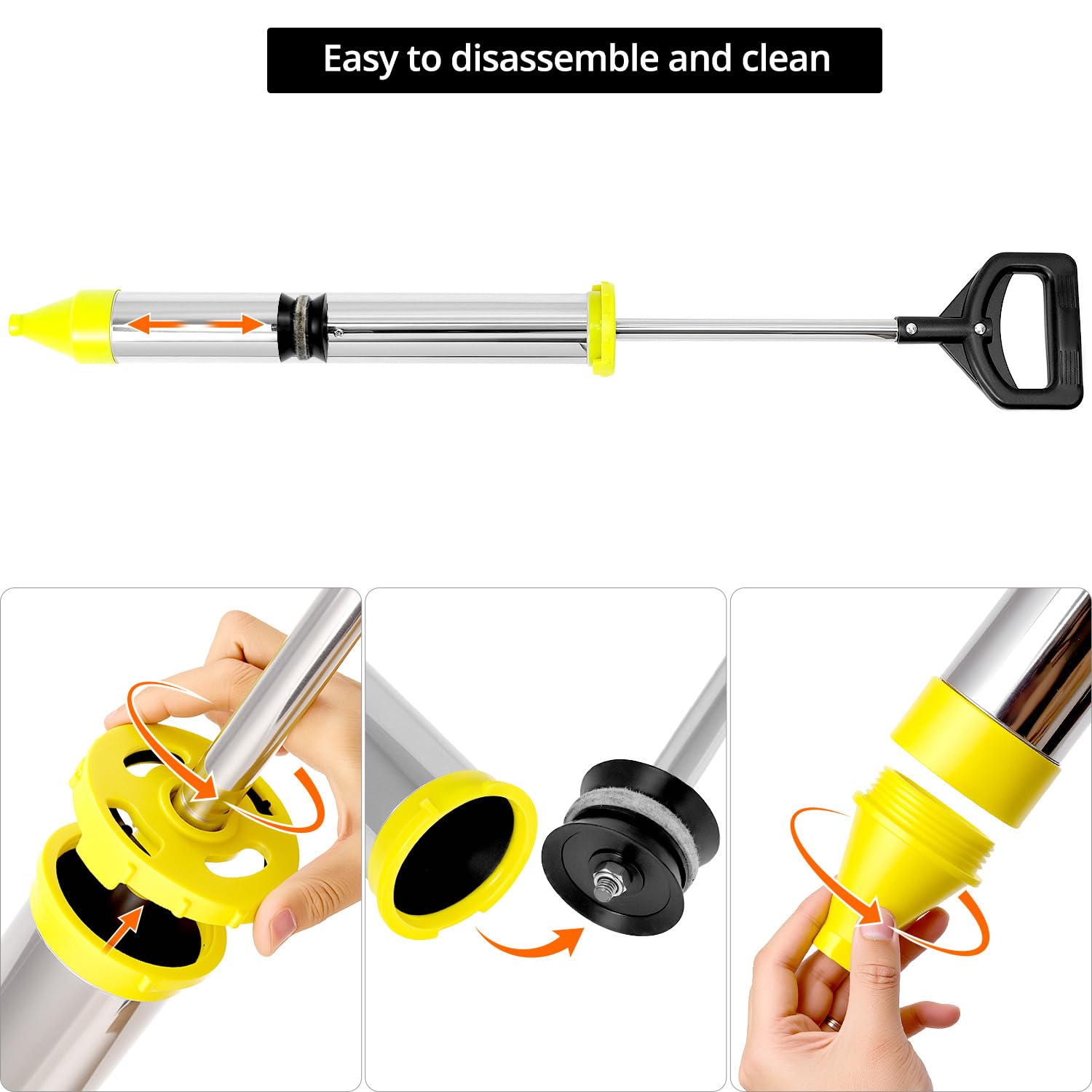 QWORK® Edelstahl Mörtelspritze mit 5 Düsen, Ersatz Siegelkopf und Handschuhen – Ergonomisch und Langlebig für Präzise Verfugungen