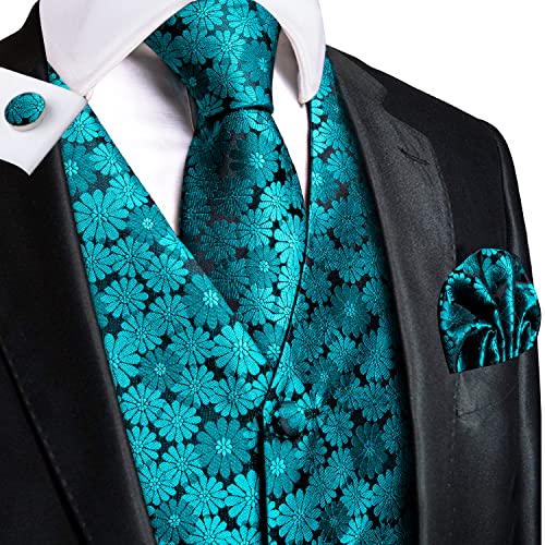 Silk Mens Suit Vest and Tie Set Paisley Floral Jacquard Formal Dress Waistcoat Tuxedo Wedding Party Business Vests3