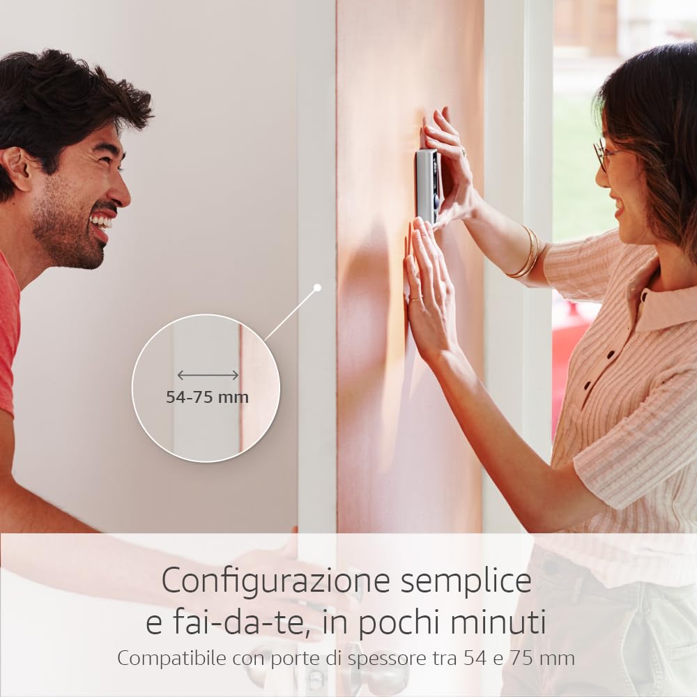 Ring Spioncino digitale con videocamera (Door View Cam) | Spessore porta: 54-75 mm (versione consigliata) | Videocitofono senza fili, HD a 1080p e wi-fi | Ring Home: 30 gg. prova gratuita