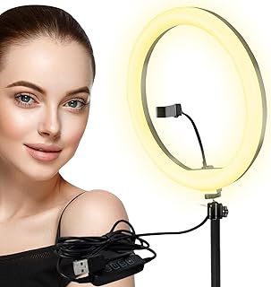Ring Light | Computer Ring Light with Stand | Desktop Ring Light with Phone Holder | Video Light LED Streaming Light for Webcam Lighting/Zoom Meetings/Video Calls/Makeup/Live Streaming/Youtube