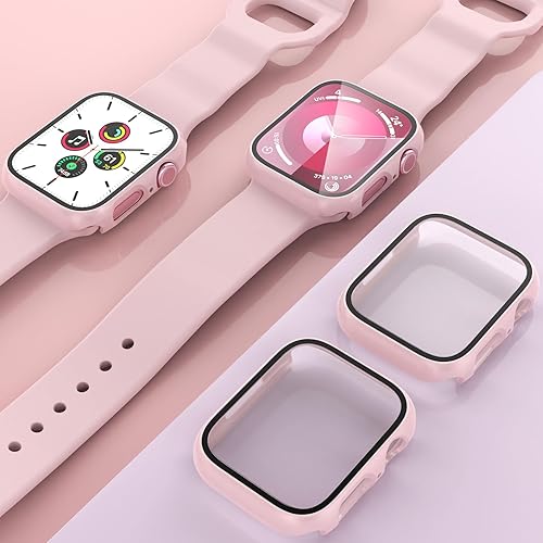 Miniatura 7 de EWUONU - Juego de 2 fundas rígidas de policarbonato para Apple Watch Series 9 Series 87 de 1.772 pulgadas, protector de pantalla de vidrio templado,