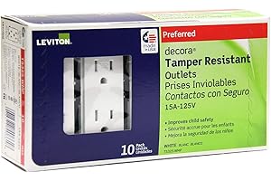 Leviton T5325 15 Amp Decora Tamper-Resistant Duplex Electrical Wall Outlet