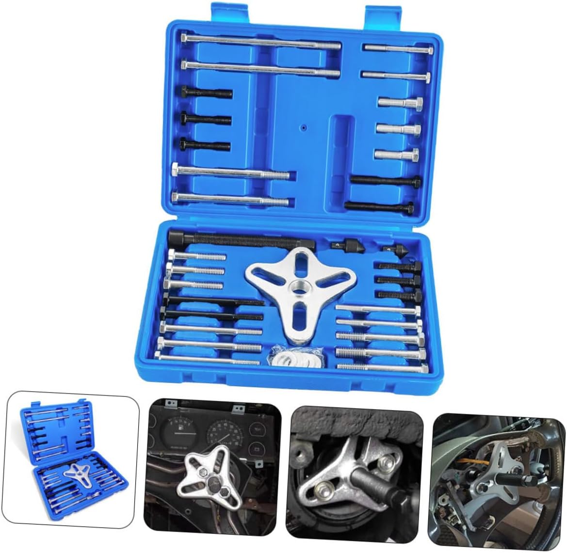 Mikinona 46pcs Steering Wheel Puller Tool Harmonic and Remover for Easy Disassembly Essential Automotive Repair Kit for Professionals and Enthusiasts