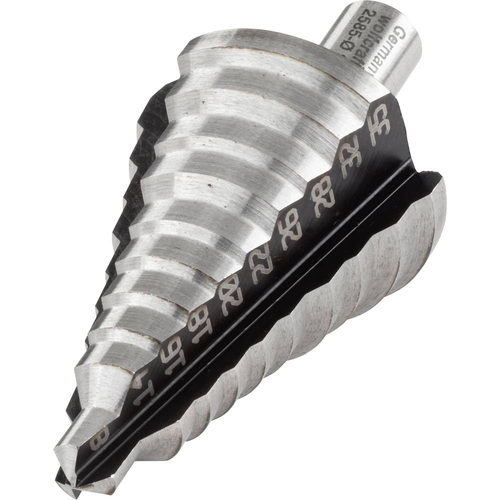 wolfcraft Broca escalonada HSS, Ø 8-35 mm, vástago redondo I 2585000 I Para el taladrado y el desbarbado de metal y plástico de forma escalonada