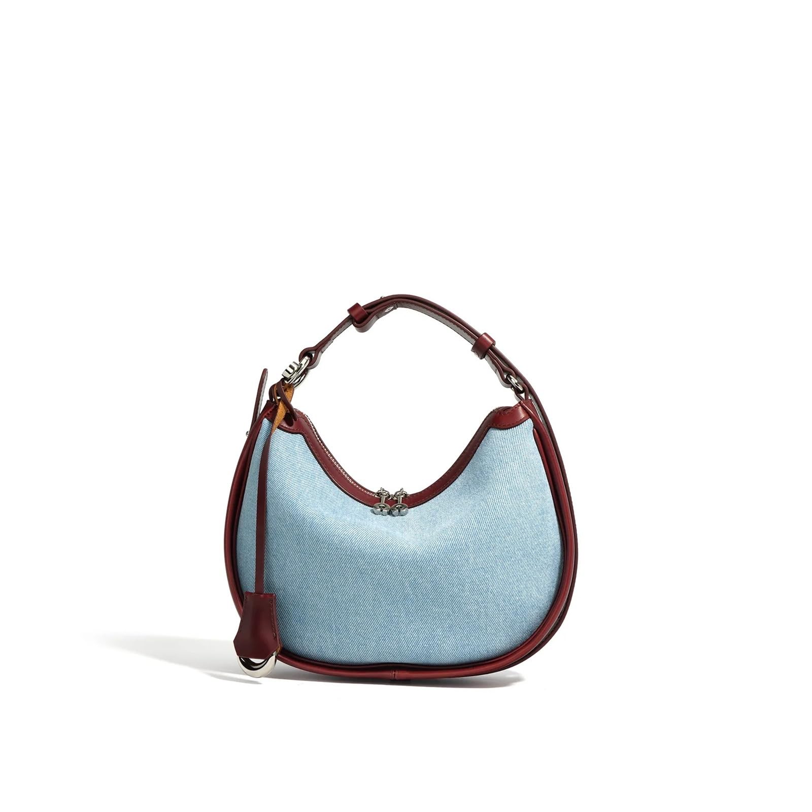 Sac demi-lune pour femme en bleu clair avec bandoulière réglable