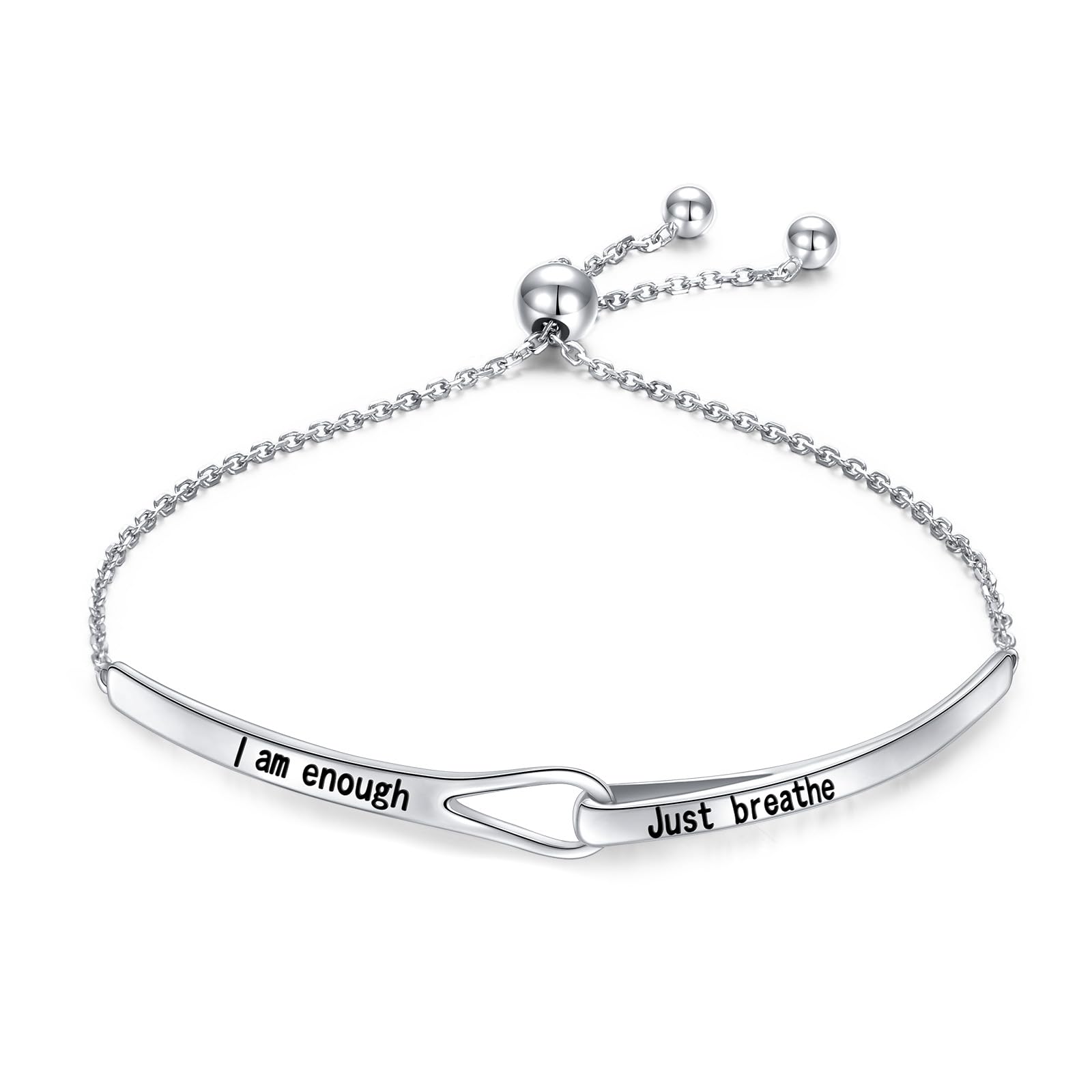 Sterling Silver Engraved Inspirational Adjustable Infinity Bracelet Graduation Gift for Mother Sister Best Friend Jewelry for Women
