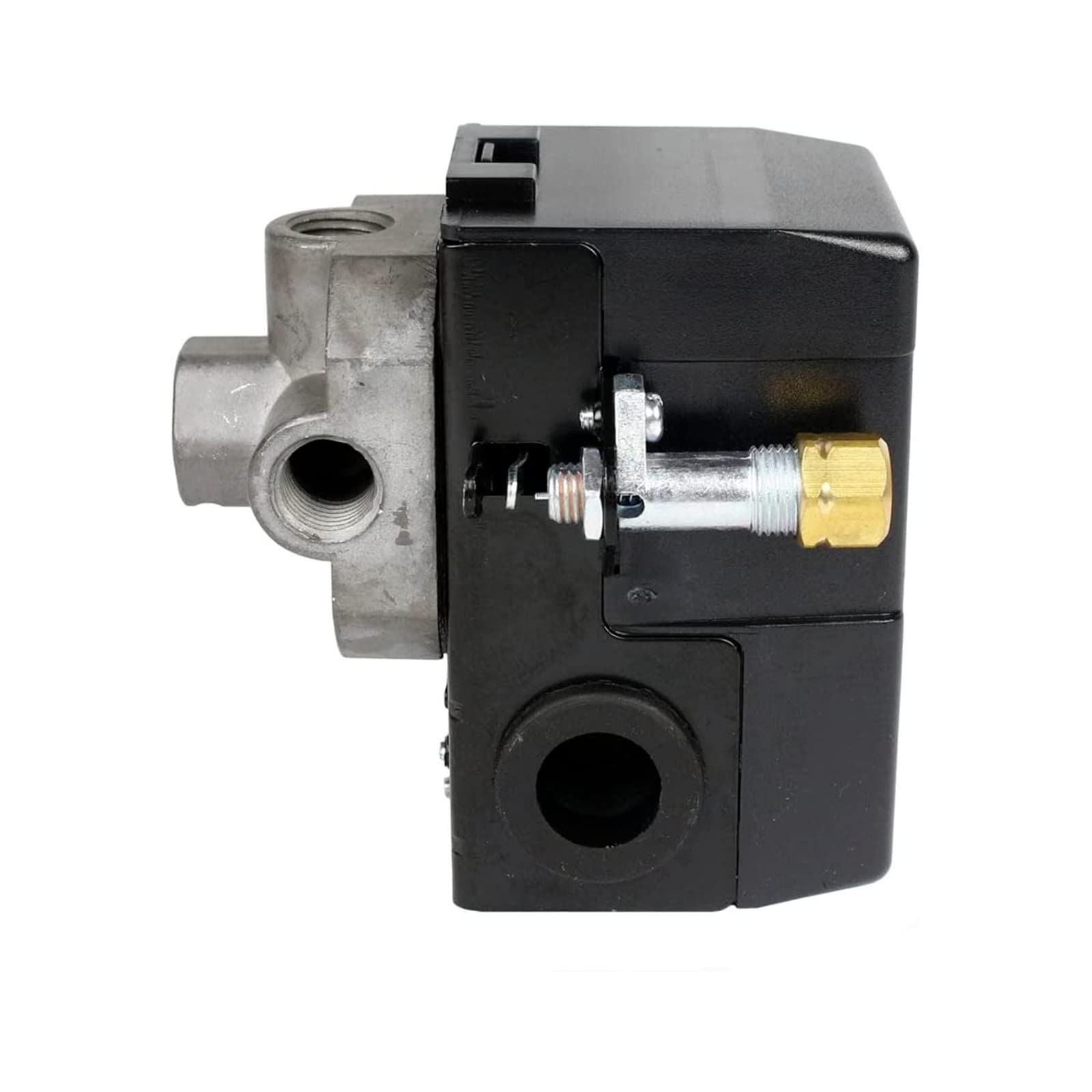 Pressostat Compresseur d'air 145–175 psi 4 ports 26 A avec jauge 0–200 psi et valve pop-up 200 psi
