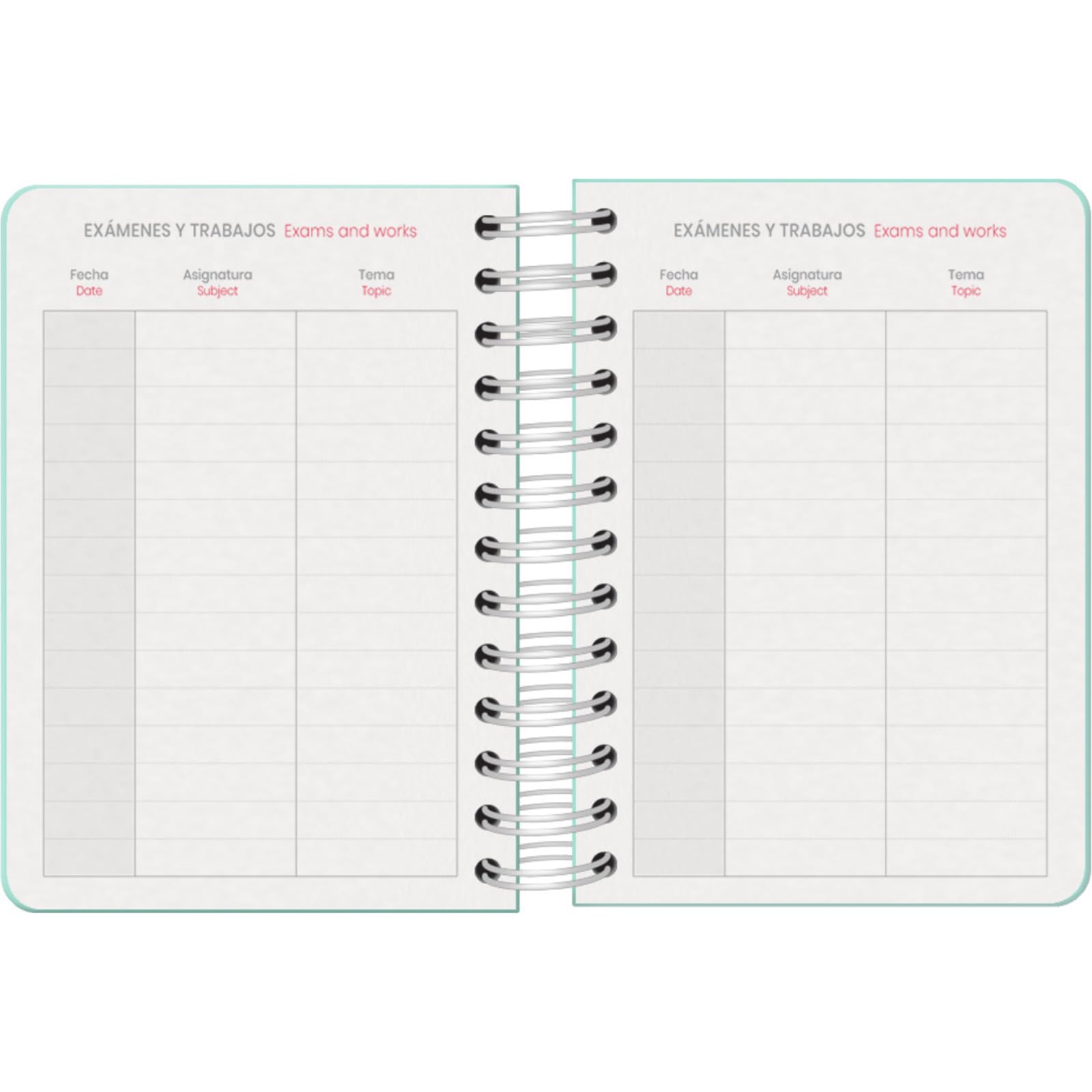 Dohe, School Planner 2025 2026, Day per Page, A6 Size (12x17 cm), Spanish and English, Double Spiral Binding and Elastic Band - Image 4