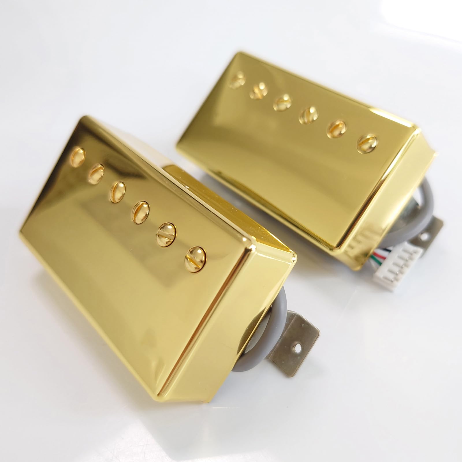 Gitarren-Tonabnehmer, 1 Set, BB1, BB2 Serie, Humbucker, Steghals, Alnico II, Tonabnehmer, goldfarben, mit 4 Leitern, 2V1T Kabelbaum, schnelle Verkabelung ohne Löten, für Gitarrenzubehör im Les Paul