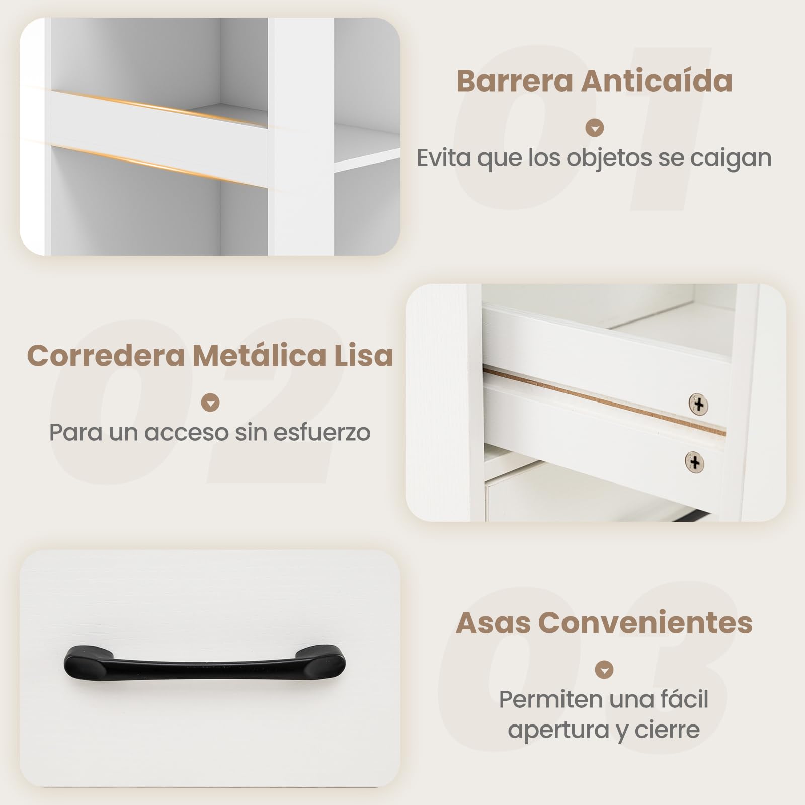 COSTWAY Mesa Auxiliar Estrecha con Ruedas, Mesa Lateral con Estación de Carga, 2 Cajones y Estantes Abiertos, Mesita de Noche de Madera Salon Sofa Dormitorio, 60 x 40 x 65,5 cm (Blanco)