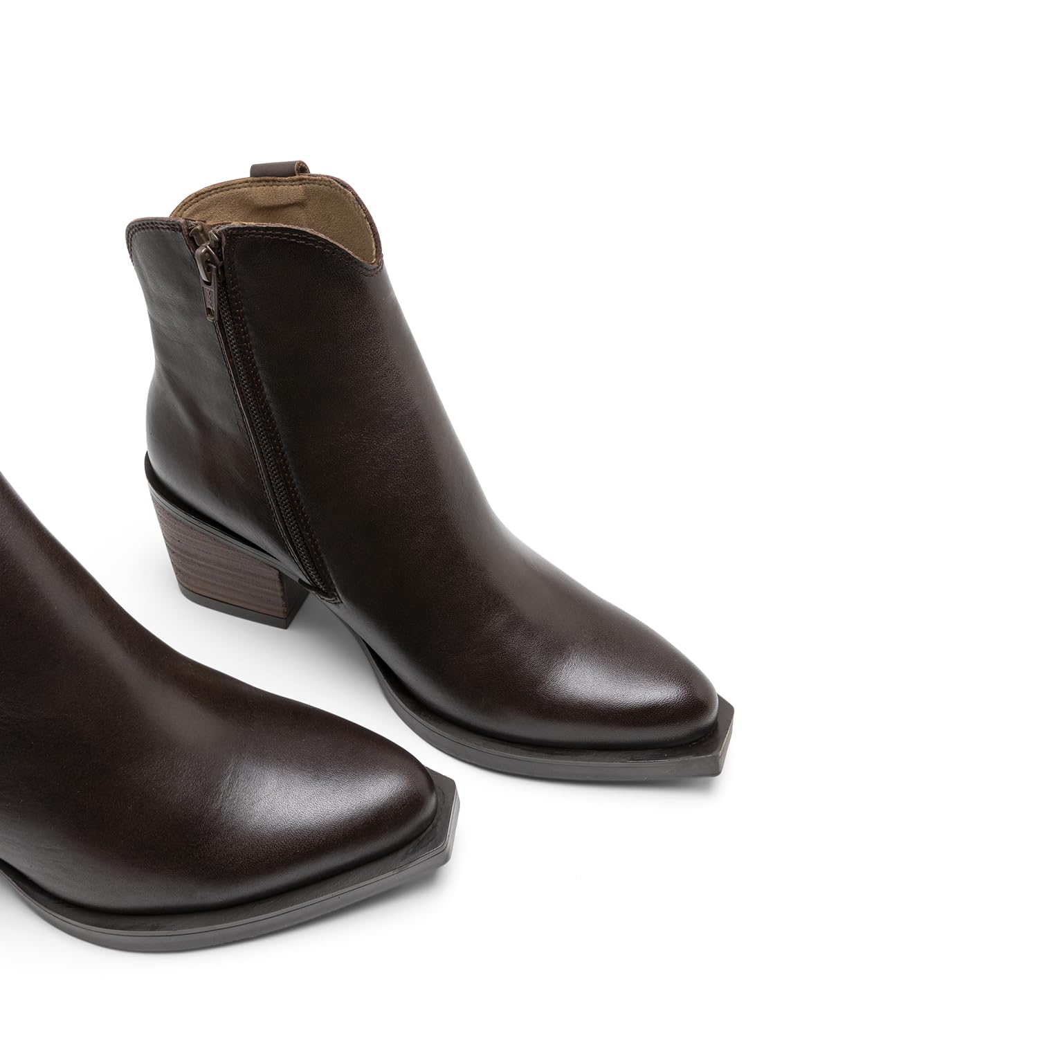 Porronet Botines Cowboy De Piel Moka Con Cremallera Frida