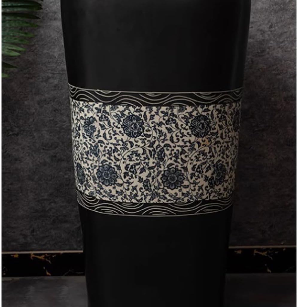 Pedestal Sinks Balcony Basin, Outdoor Garden Pool Retro Column Wash Integrated Floor-Standing Basin Bathroom Sink (A)