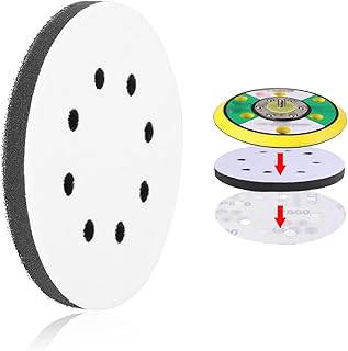 Interface Cushion Pad, 125 mm Sponge Interface Pad Cushion Pad for Pneumatic and Electric Self-Cleaning Polishing and Sanding Machines (5" 8 Holes)