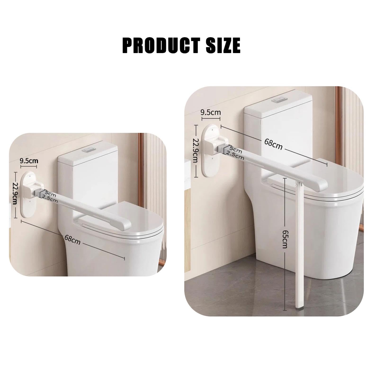 Barra Apoyo Abatible para BañO Adaptado, Barandilla Seguridad, Barra Apoyo Abatible para BañO, Inodoro, WC, 150 Kg Carga, para Personas Mayores, Mujeres Embarazadas