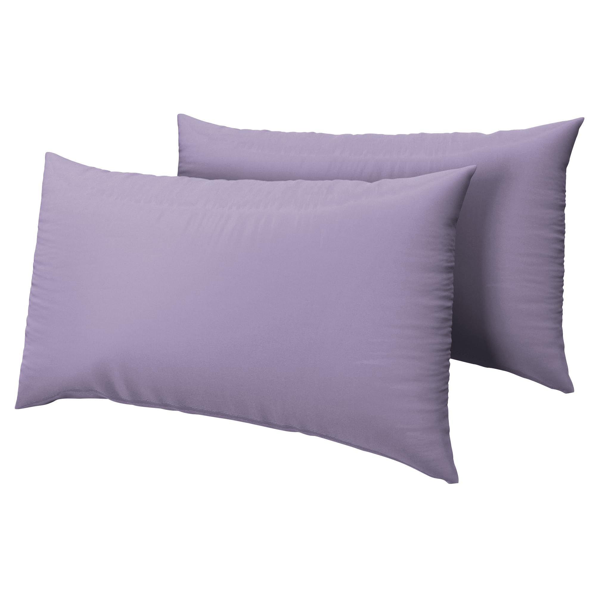 KOHSAR Lilac Easy Iron Housewife Standard Pillow Cases 2 Pack, 50CM x 75CM Plain Dyed Poly Cotton Pair of Pillowcases