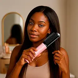 Escova Alisadora Profissional Sem Fio, Portátil, Rosa e Preta, com Tecnologia de Alisamento Térmico, para Cabelos Longos