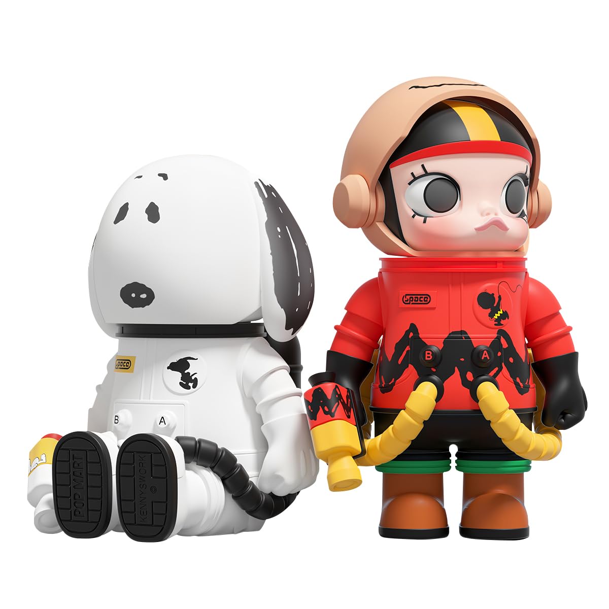 POP MART Mega Space Molly 100% Charlie Brown & Snoopy de Acción Popular Figura Coleccionable y Adorable Juguete Artístico Regalo Creativo 2 in 1 Box