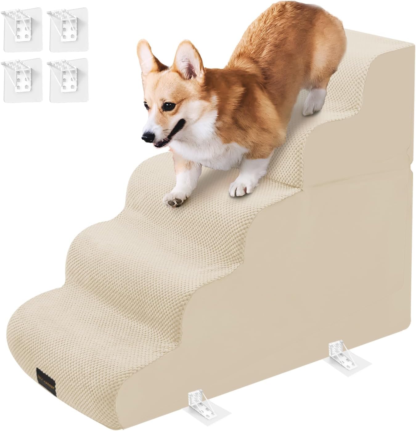 HRONRAD Dog Stairs for High Beds, 5Steps Foam Ramps for