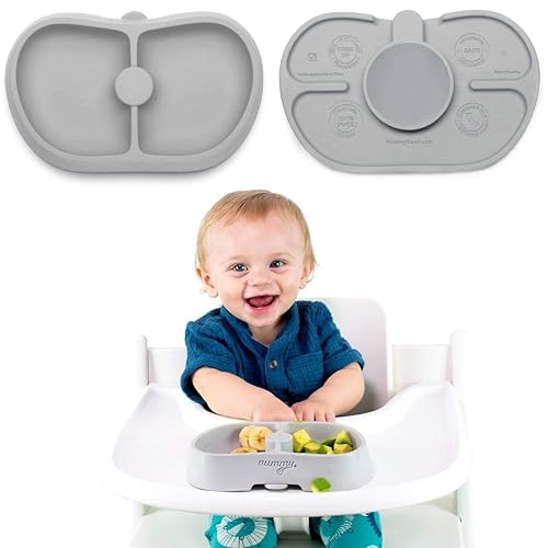Nummy BOWL - Tazón de silicona pura con ventosa oculta para bebés y niños pequeños, sin BPA y ftalatos, apto para microondas y lavavajillas, gran