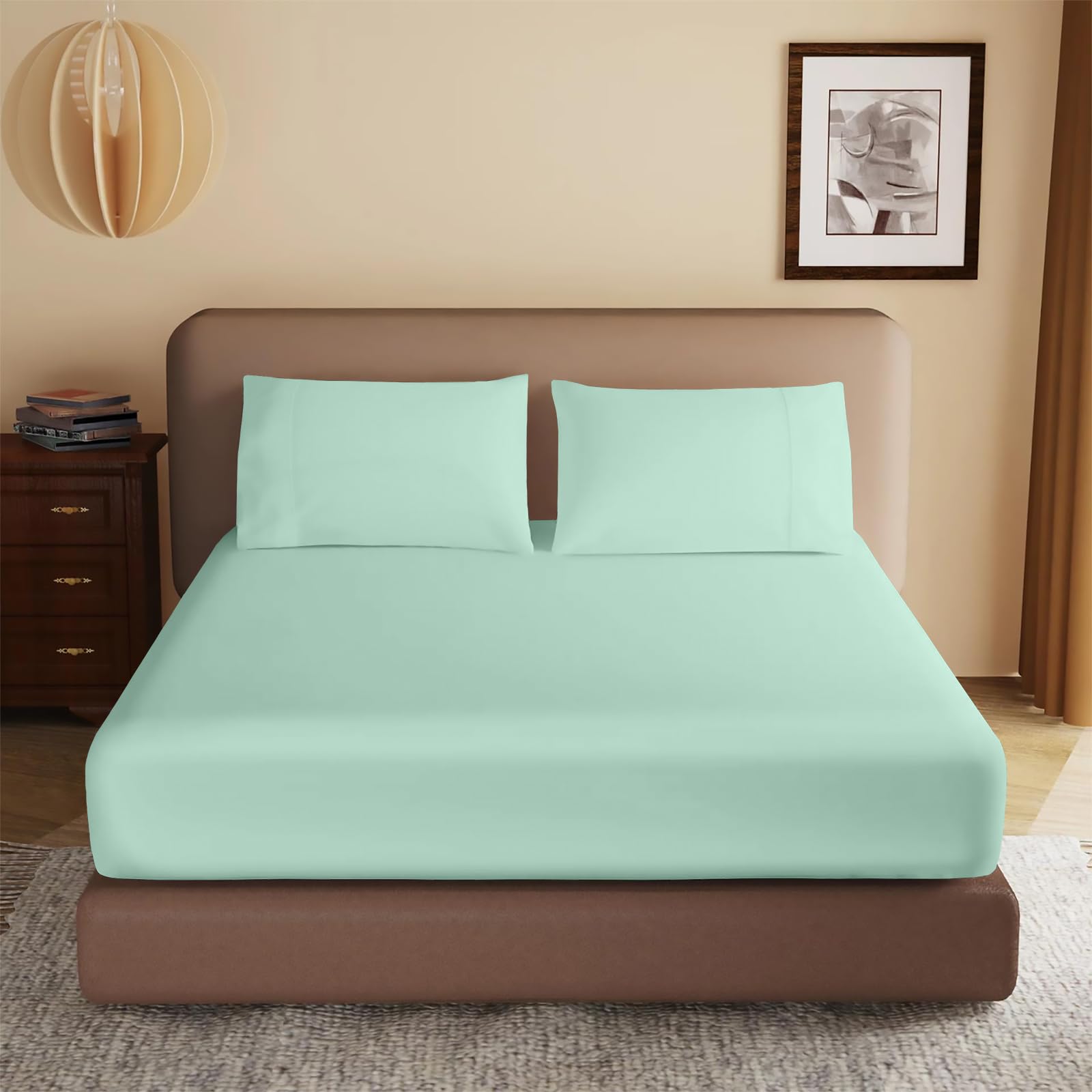 EverSoft Bedding 100% Egyptian Cotton Single Size Fitted Sheet, 40cm Extra Deep Single Fitted Sheet, 400 Thread Count Machine washable Luxury Single Bed Sheets — image 1