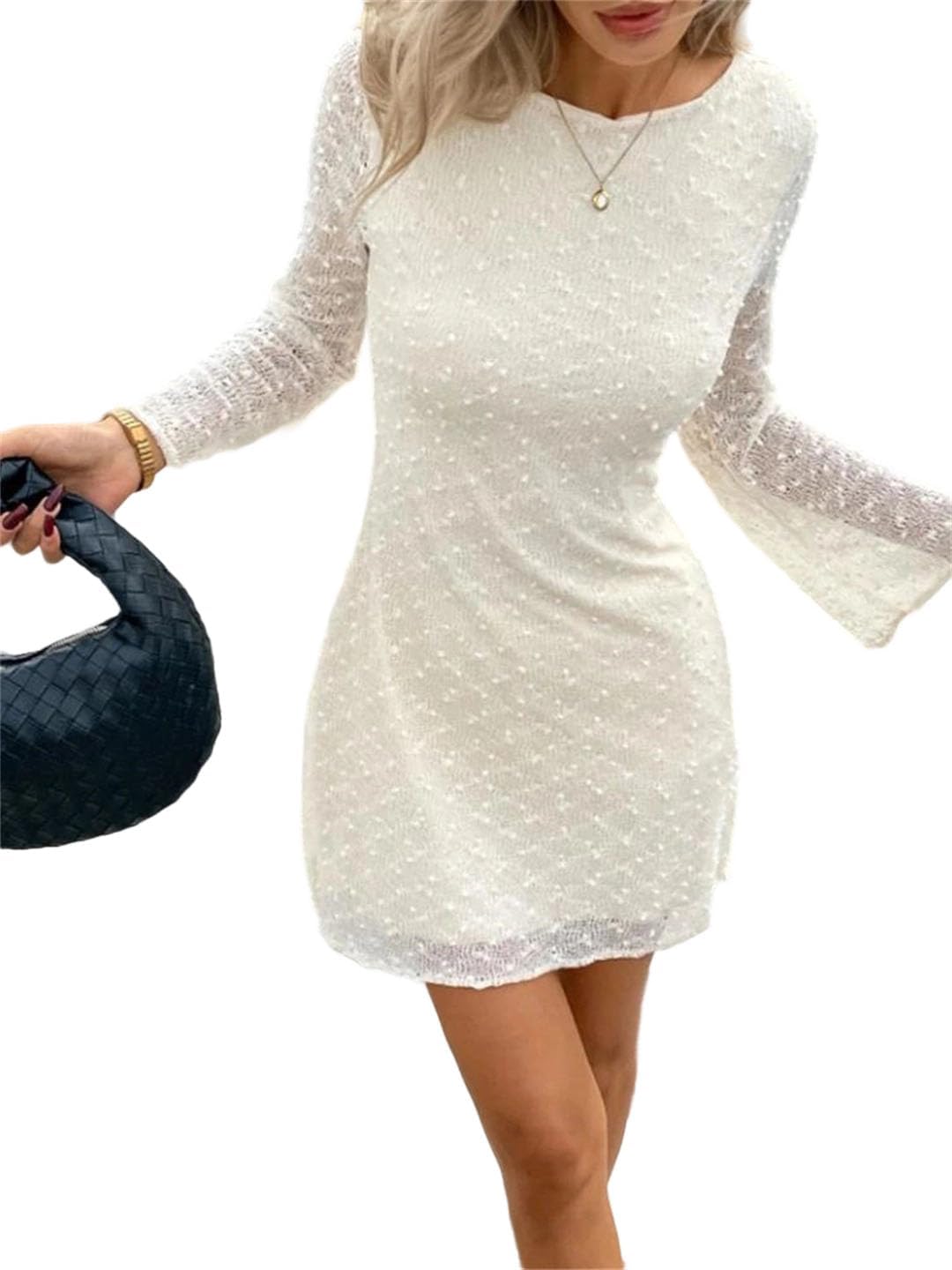 Women's Elegant Mesh Printed O Neck Prom Sexy Slim A Line Short Mini Dress