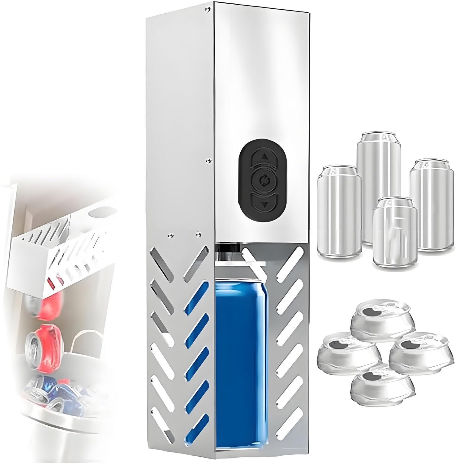 Frantoio elettrico per lattine, resistente, da parete, per riciclare lattine di soda e birra, ideale per adulti, anziani e bambini, design semiautomatico