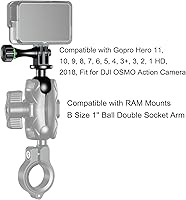 Vista 5 de BRCOVAN Adaptador de montaje de trípode de bola de 1 pulgada con rosca de cámara de 1/4 "-20, aleación de aluminio, compatible con soportes RAM