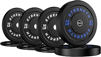Olympic Rubber Bumper Weight Set - 2 Inch Barbell Plates for Home Gym Strength Training