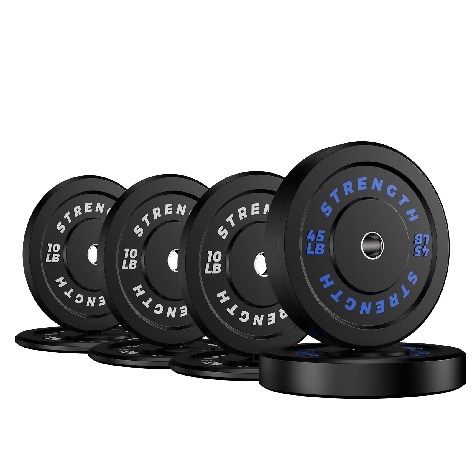 Olympic Rubber Bumper Weight Set - 2 Inch Barbell Plates for Home Gym Strength Training