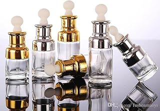 Clear Glass Essential Oil Perfume Bottles Liquid Reagent Pipette Bottles Eye Dropper Aromatherapy Plated Gold Silver Cap 20-30-5 - (Color: 20ml Silver Cap)