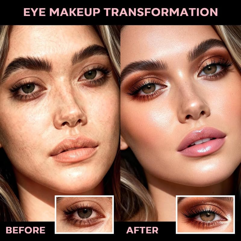 5-in-1 Backed Eyeshadow Makeup Palette with Blush Bronzer Highlighter, Natural Nude Eye Shadow Palettes 18 Colors Matte Shimmer Glitter Tone Long Lasting Smudge-Proof, Ideal Gifts for Women - Image 5