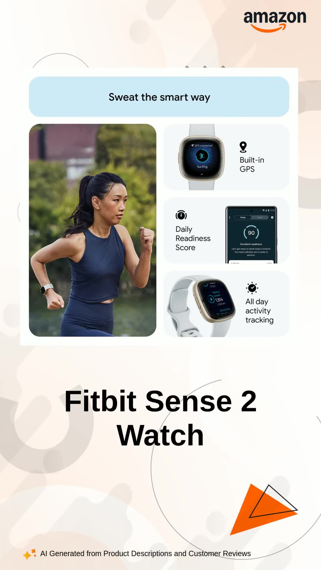 Fitbit Sense 2 Health & Fitness Watch (Blue Mist/Soft Gold Fitbit Sense 2 Health & Fitness Watch (Blue Mist/Soft Gold
