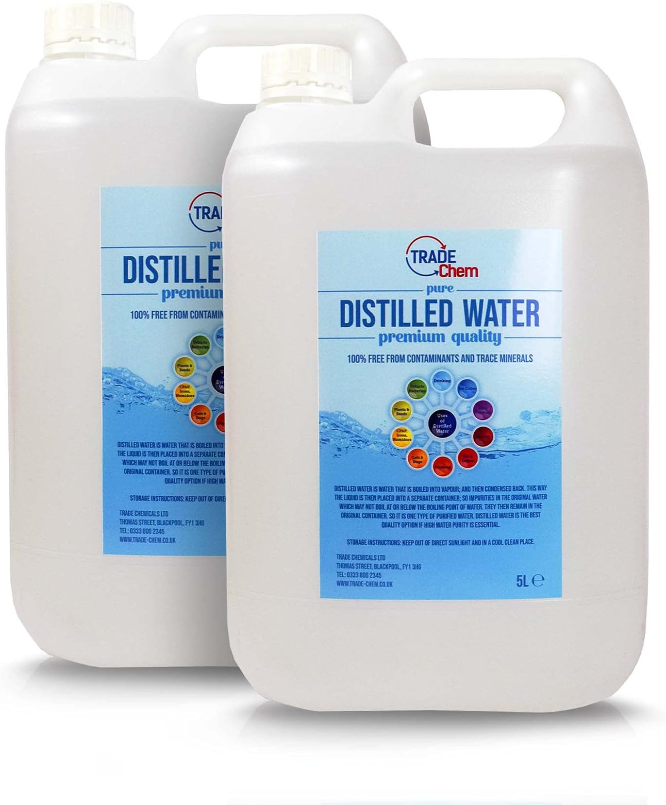 Distilled Water - 100% Ultra Pure Water (Blue) (10L) (2 x 5L)