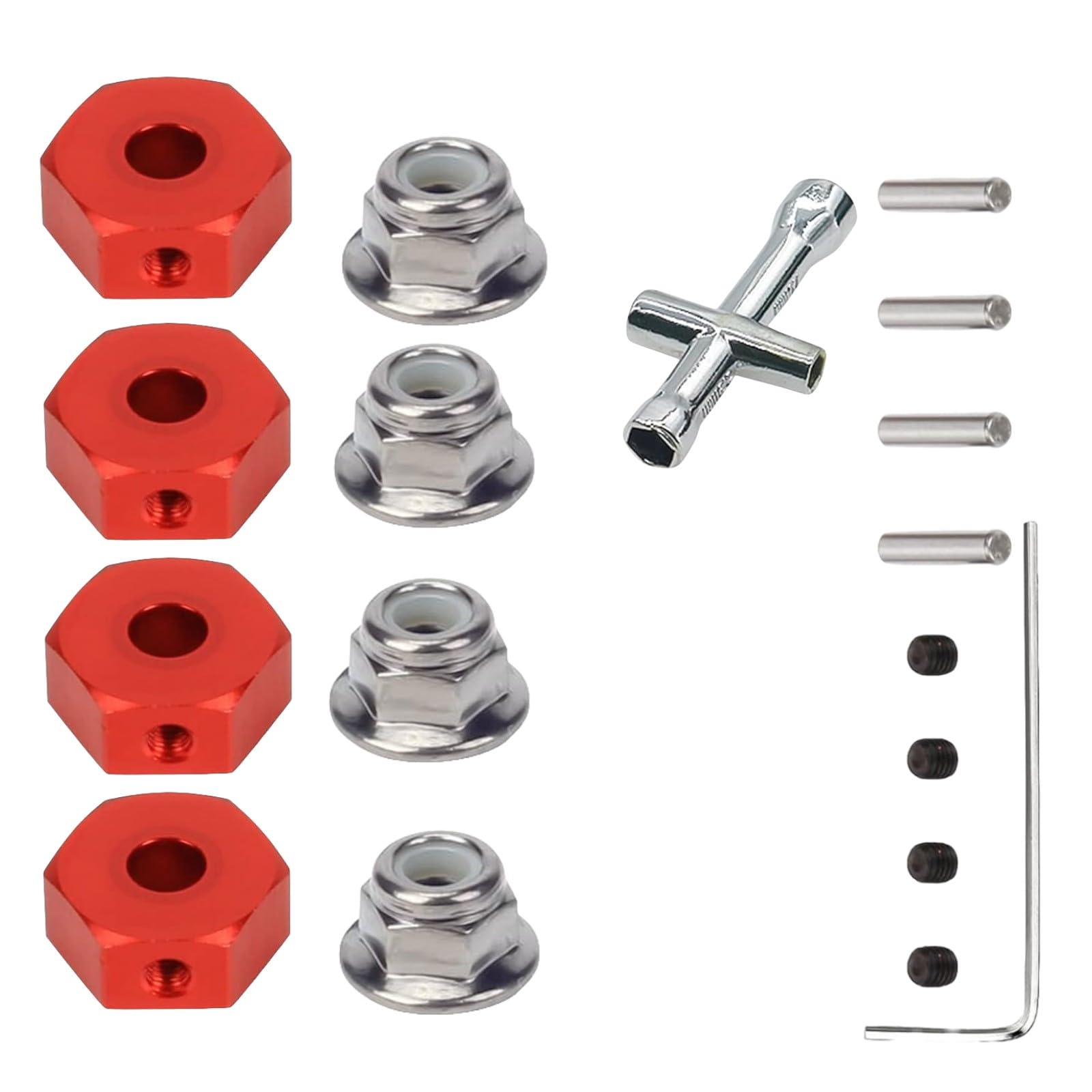 SDSLD 4X Upgraded Alloy 14mm Wheel Hex Hub Adaptor Kit with M4 Nuts for ARRMA Gorgon, Fury, Vorteks, Senton, Granite, Big Rock, Vendetta 3s Blx Mega