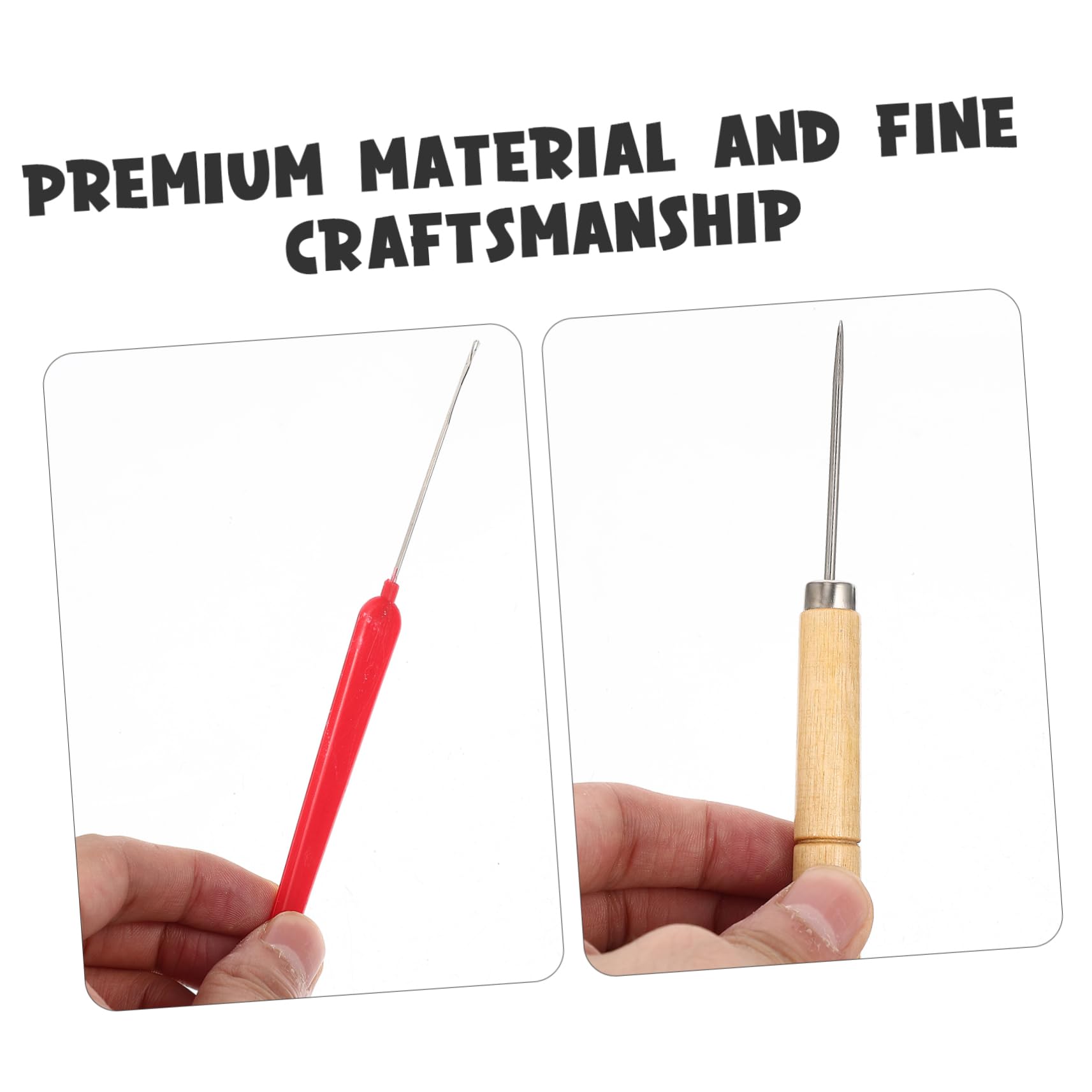 VILLCASE Replacement Thread Flat Beading Tool Crochet Sandalwood Handle Awl for Jewelry Making