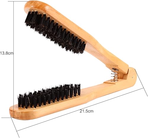 Miniatura 3 de Cepillo profesional en forma de V para enderezar el cabello, herramientas de peinado cerdas de jabalí Cepillo de doble cara Abrazadera de peine,