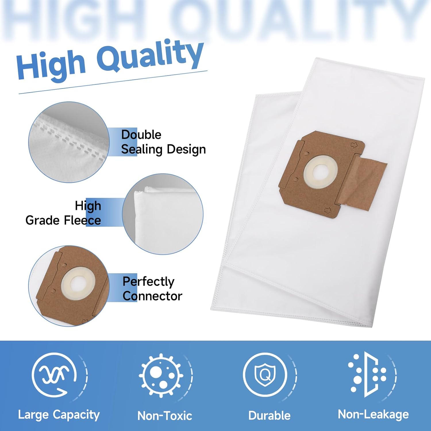 VB090F Fleece Filter Dust Bags Fit for VAC090A VAC090AH VAC090S 9 Gallon Shop Dust Extractor, He-pa Vacuum & Dust Collector Bags Replacement Parts, White - Pack of 7