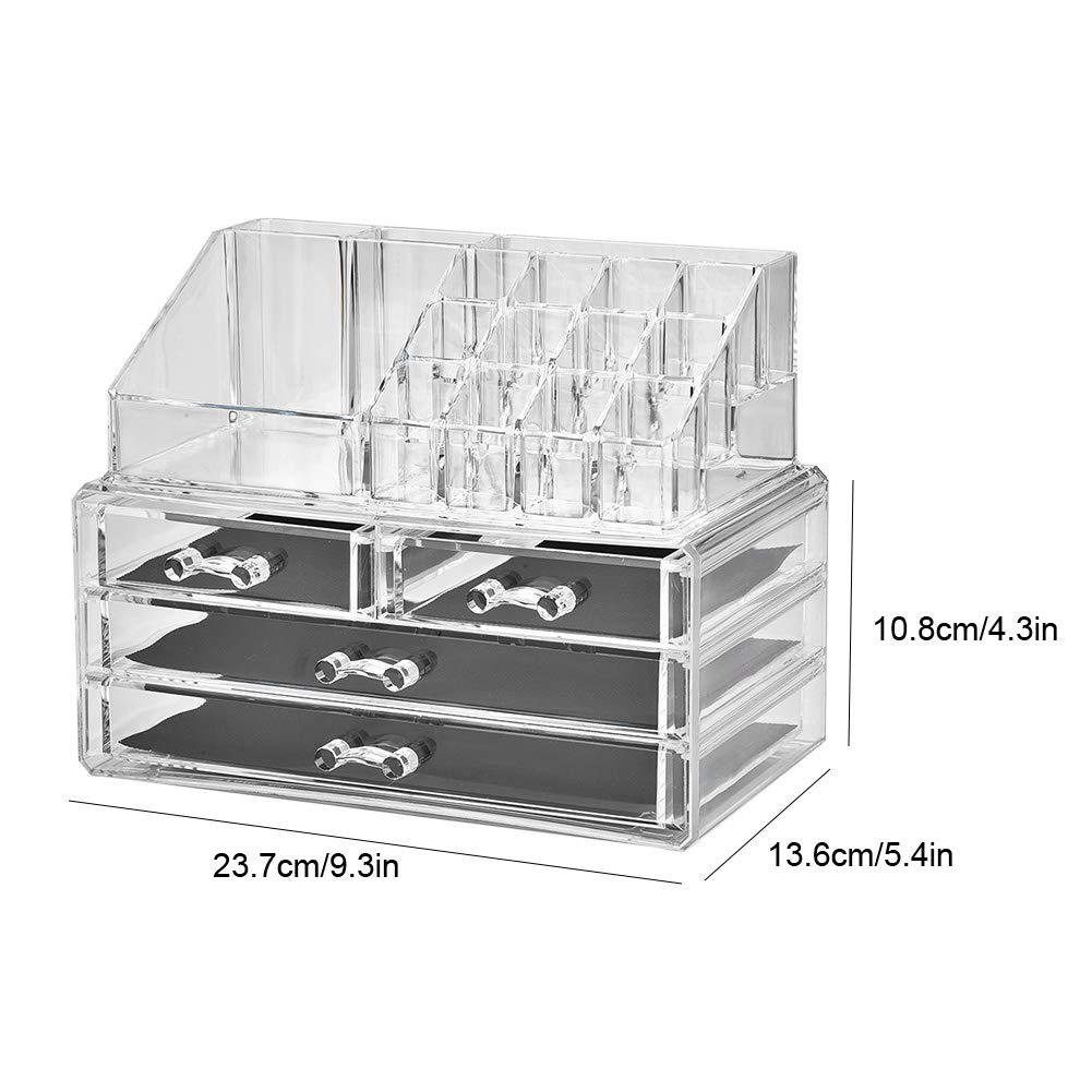 Przezroczysty organizer na kosmetyki do makijażu, pudełko do przechowywania biżuterii, wielowarstwowe etui z szufladami, przezroczysty organizer na biżuterię, na kolczyki, pierścionki