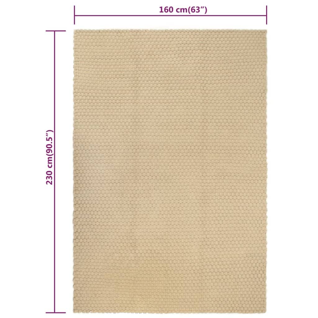 Tapis rectangulaire Naturel 160x230 cm Coton tissé épais Doux pour Salon Chambre entrée décoration intérieure bohème scandinave