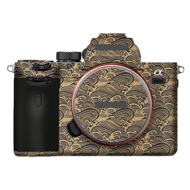 Image of Anti-Scratch Camera Cover Skin Sticker for Sony Alpha 7 IV /A7M4 /A7IV Camera Protector Film Skin (Wave Gold)