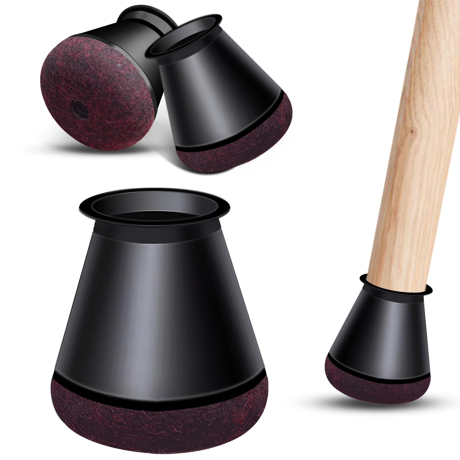 CNMTCCO Chair Leg Floor Protectors, Pack of 24 Chair Leg Protectors, Chair Leg Caps, Suitable for Straight and Sloping Chair Legs, Prevents Scratches on the Floor and Reduces Noise (Fit:14-20mm)