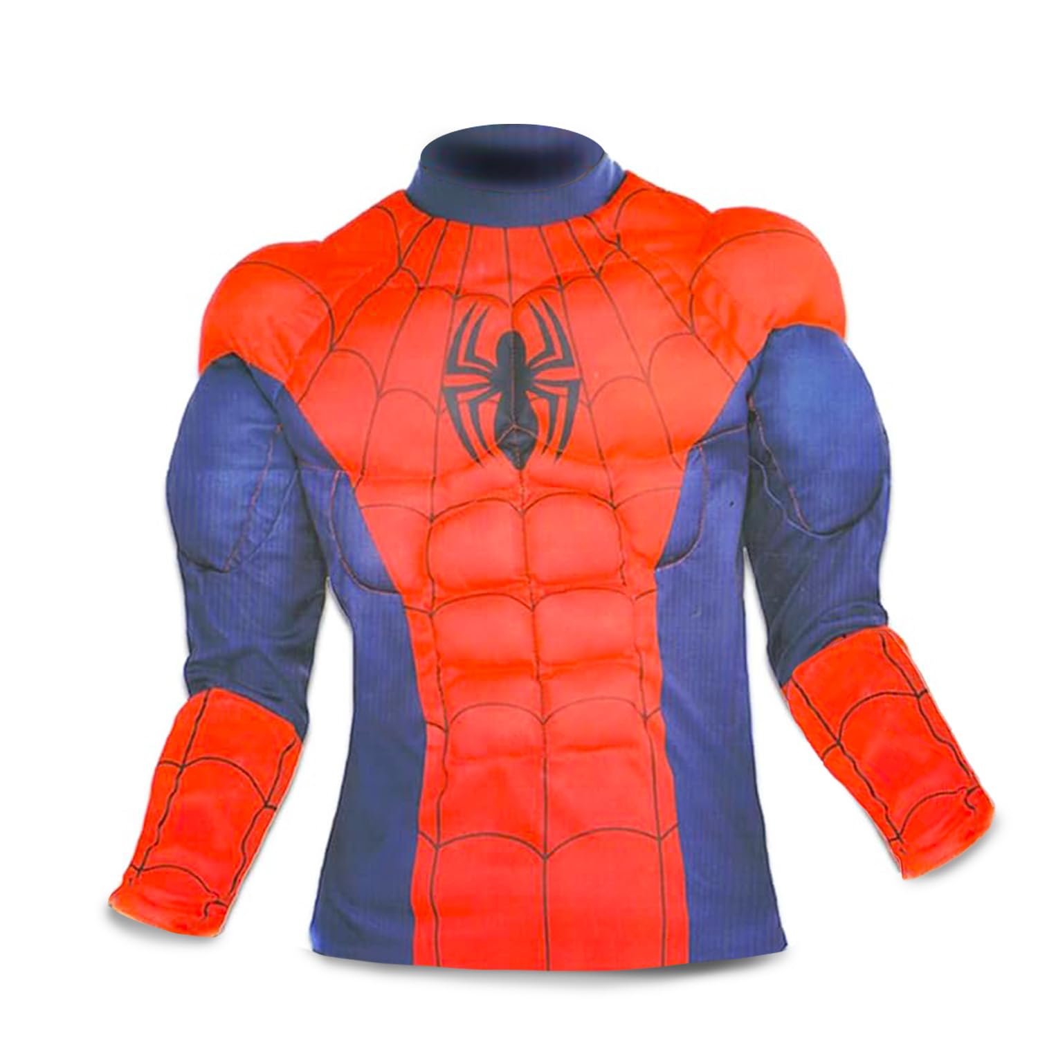 Spider-Man Spiderman Muscle Shirt for Boys - Padded Muscle Shirt for Halloween Dress Up | Marvel Dress Up Pretend Play Shirt for Kids Red