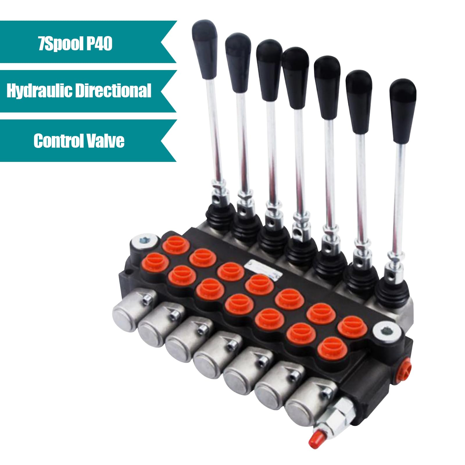 Válvula de control hidráulico de 7 spoles, válvula hidráulica de 13 GPM con válvula de alivio de presión ajustable, bloque de control de 31,5 MPa para tractor, excavadora, divisor de madera, sistema