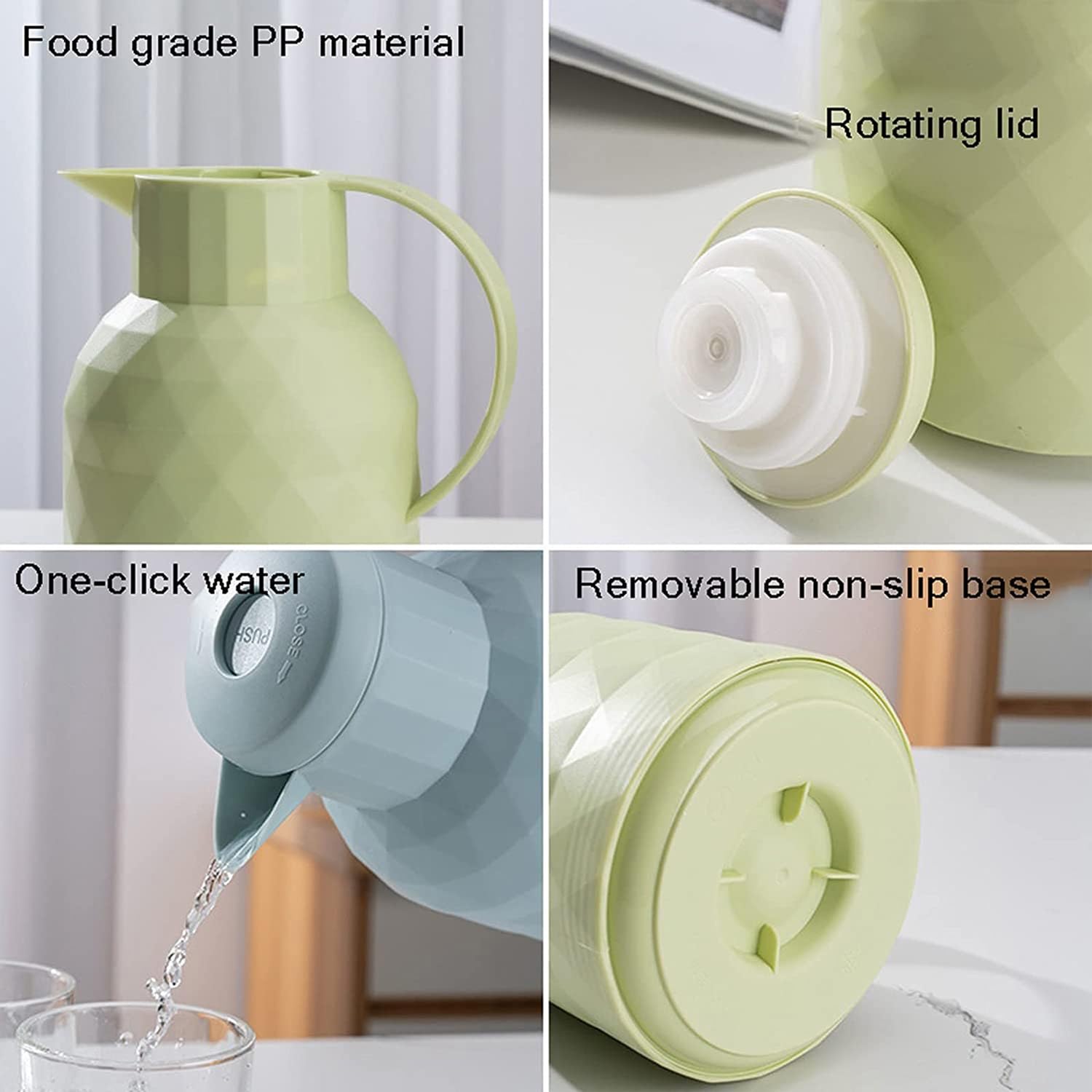 Termiczna karafka do kawy 1000 ml dozownik na wodę, termos premium karafka do kawy i herbaty, 12 godzin ciepła i 24 godziny zimna | Plastikowy dzbanek termiczny (kolor: biały)