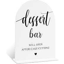Dessert Bar Sign, White Acrylic Sweetheart Table Wedding Sign, Bridal Shower Decor, Elegant Arch Acrylic Table Top Signs for Wedding Reception Marriage Engagement Party Decorations