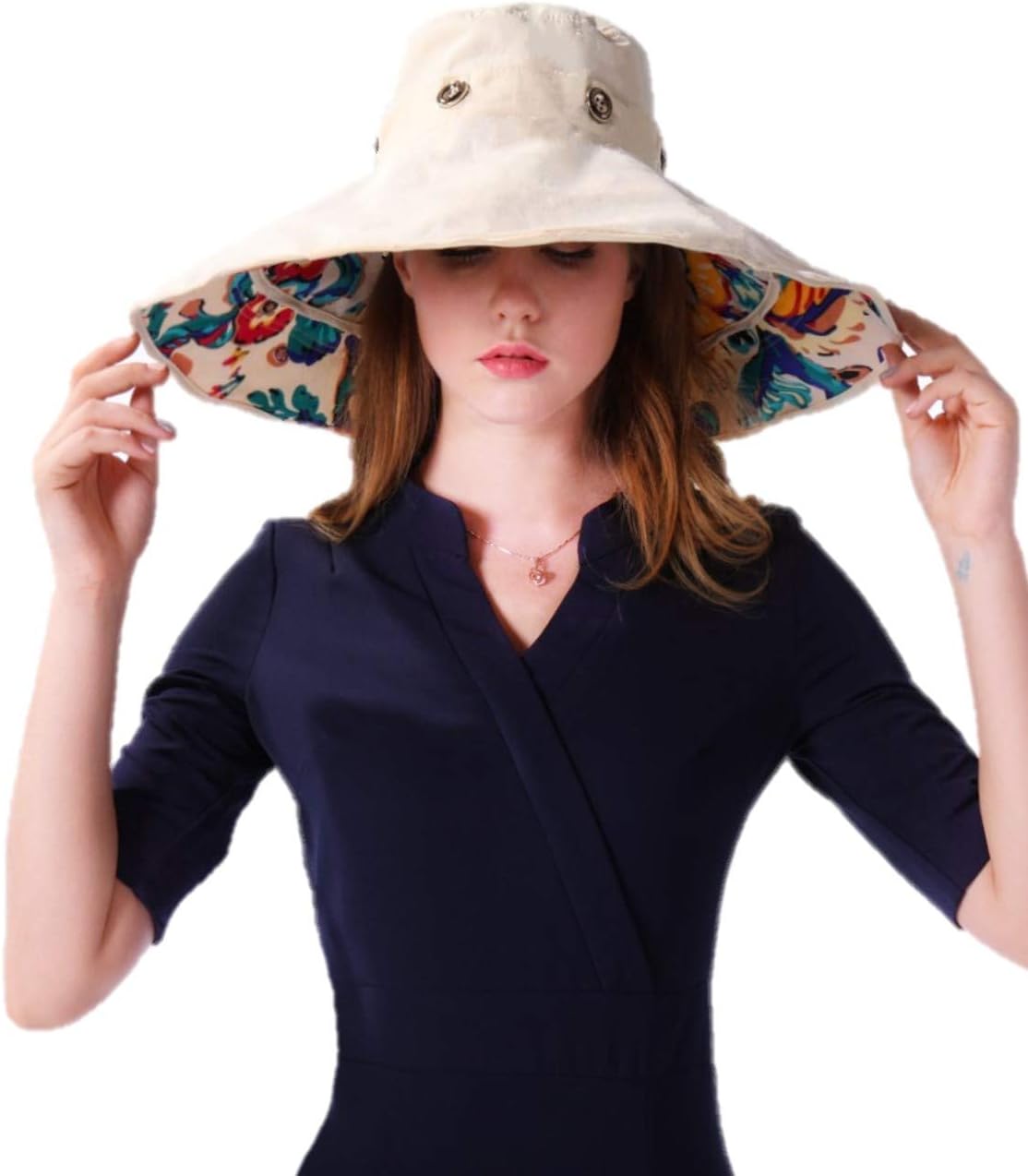 Packable Extra Large Brim Floppy Sun Hat Reversible UPF 50+ Beach Sun Bucket Hat - Image 2