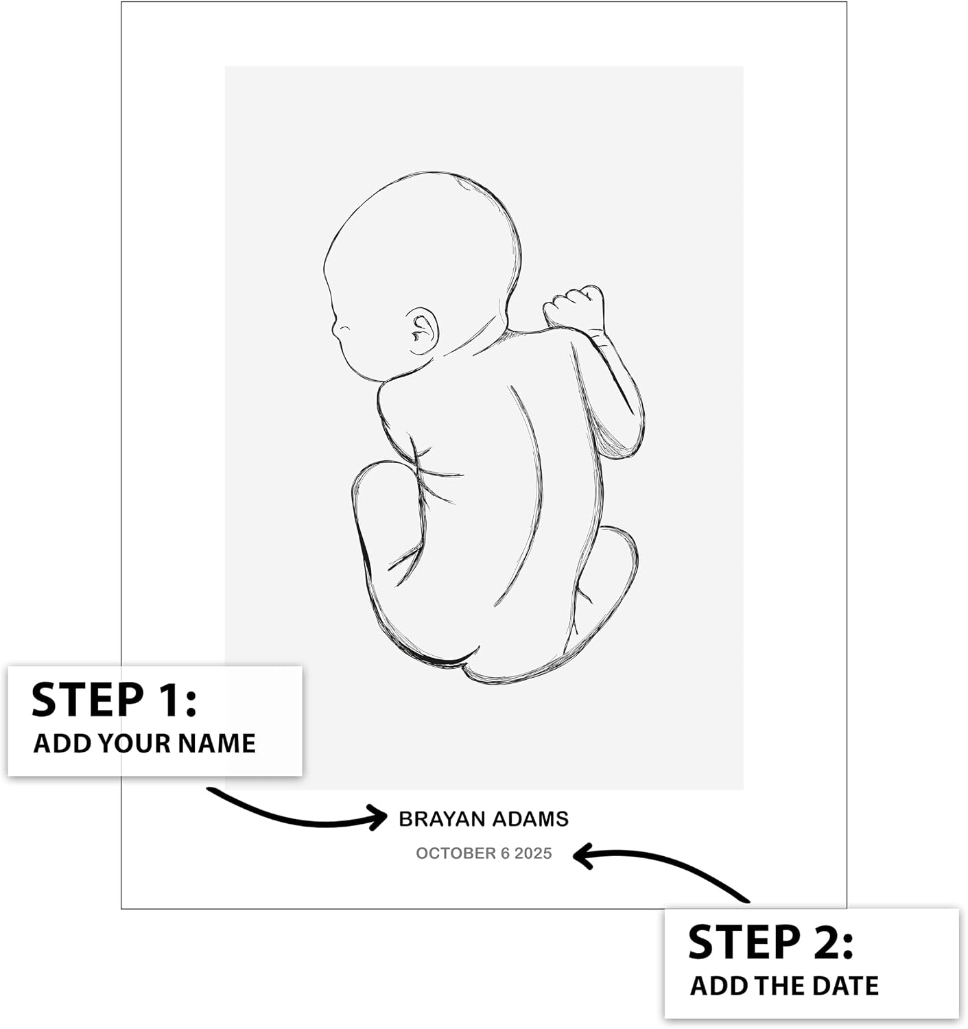 Poster Master Personalized Newborn Sketch Print, Customized Drawing Poster and Canvas, Family Art, Gift for Parents, Available in 8x10 to 30x40
